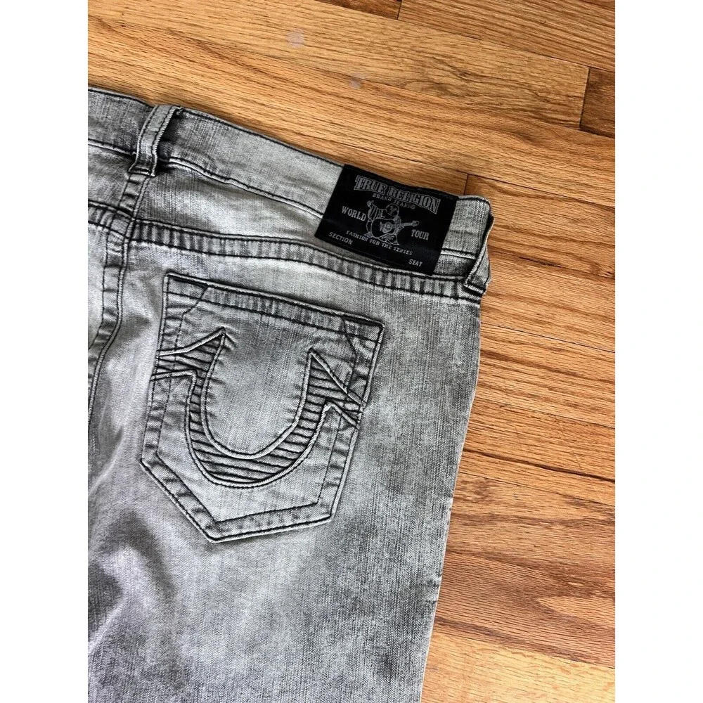 True Religion Relaxed‎ Skinny Moto Jeans Distressed Charcoal Mens 38